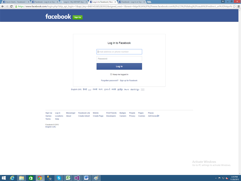 fb login via apps
